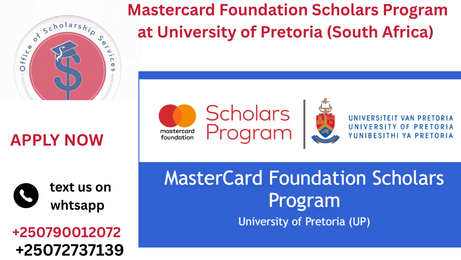 Mastercard Foundation Scholars Program at University of Pretoria (South Africa)