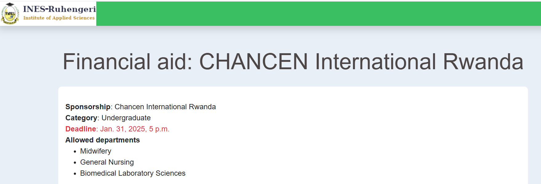 INES RUHENGERI APPLICATION WITH CHANCEN INTERNATIONAL SPONSORSHIP, IS NOW OPEN‼